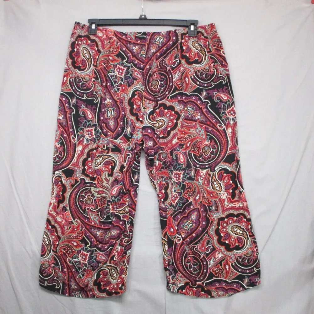 J.Jill Loose Fit Leggings Paisley Design Black & Purple Women Size | XL - Picture 8 of 10